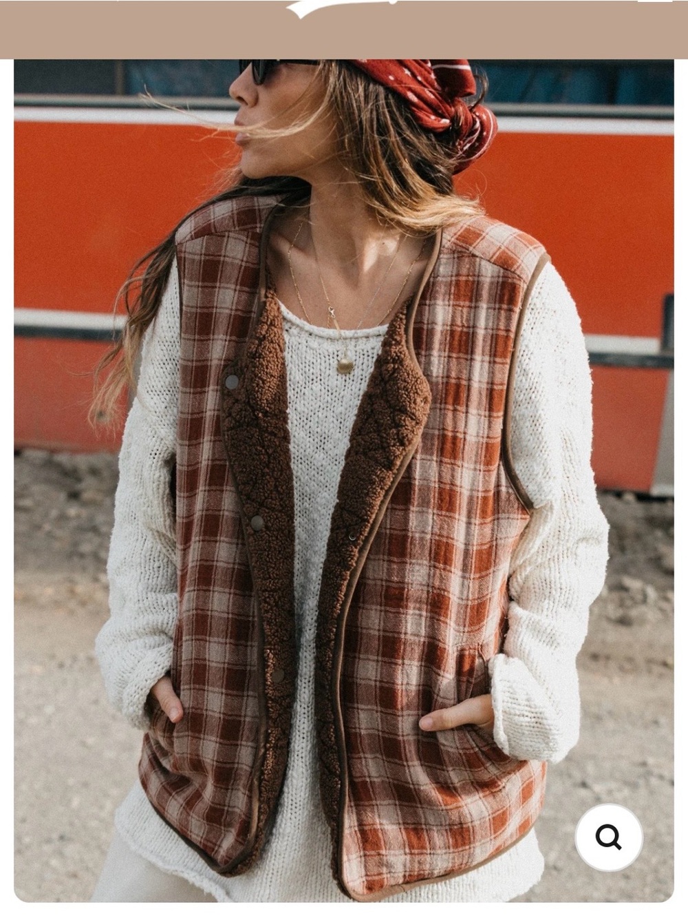 Ottawa The Label Nomad Sherpa Reversible Checked Vest Unisex -